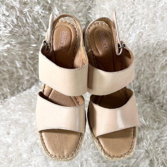 Born Wedge Espadrille Vachetta Leather Light Pink/Tan Women’s Size 9 - Picture 2 of 9